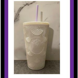 NEW 2023 Starbucks White Pearl Shell Mermaid Siren Tumbler Grande 16oz